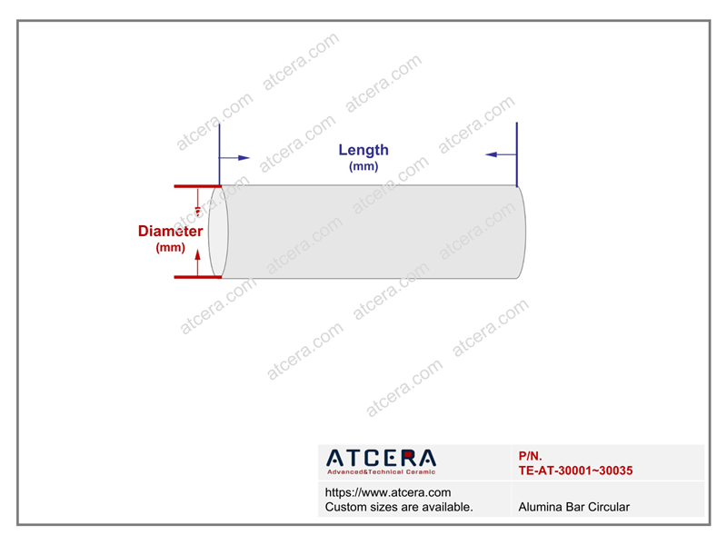 Drawing of Alumina Bar Circular