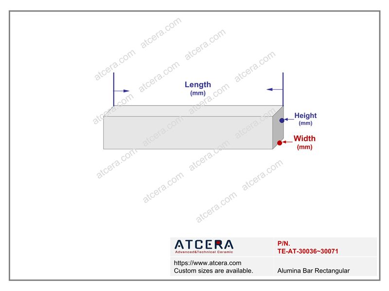 Drawing of Alumina Bar Rectangular