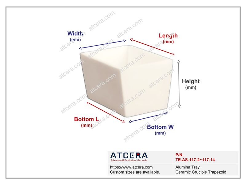 Drawing of Alumina Tray Ceramic Crucible Trapezoid