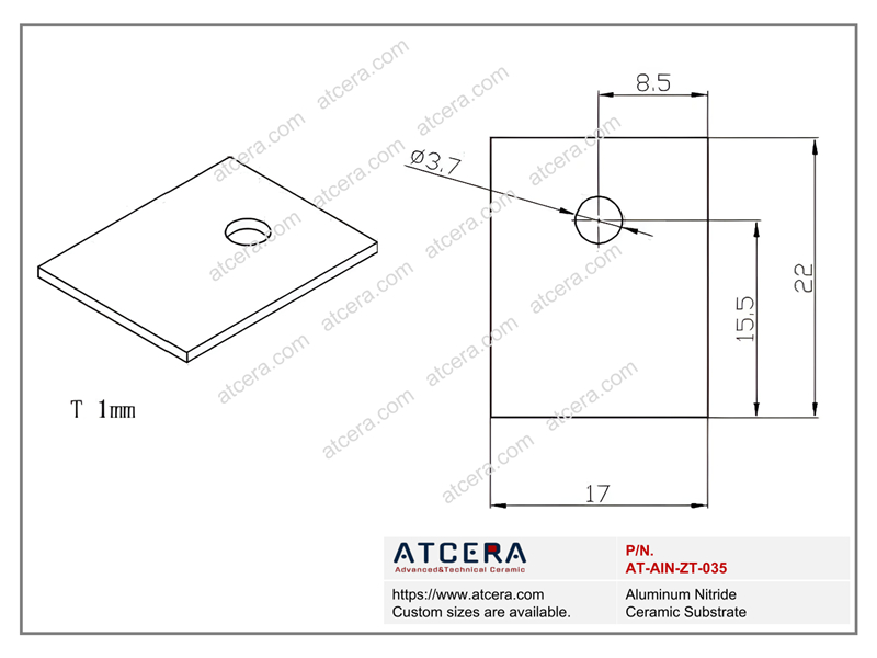 Drawing of AlN Substrate AT-AIN-ZT-035