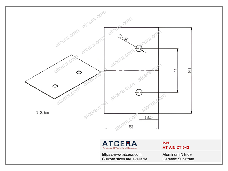 Drawing of AlN Substrate AT-AIN-ZT-042