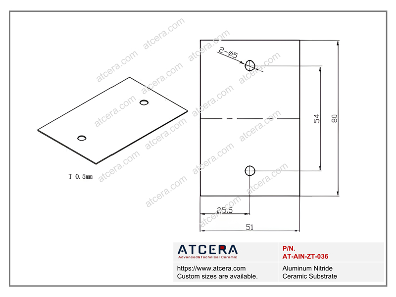 Drawing of AlN Substrate AT-AIN-ZT-036