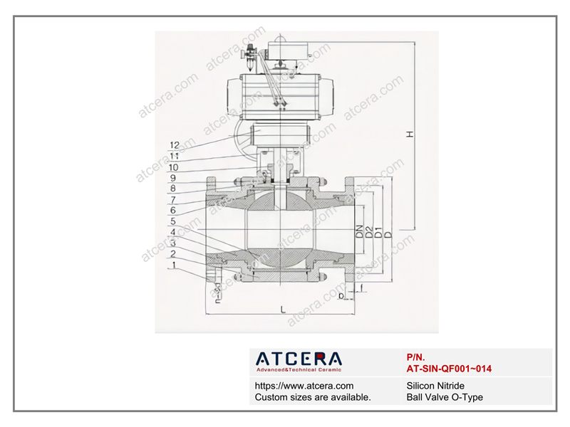 Drawing of Silicon Nitride Ceramic Ball Valve O-Type